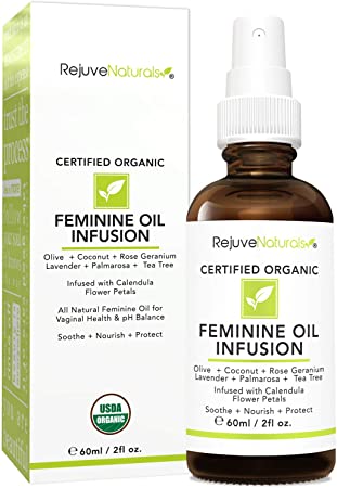 100% All Natural & Organic Feminine Oil Spray Treats Symptoms of Yeast Infections, BV & Candida Fast! Yoni Oil for Vaginal Health & pH Balance. Calms Burning & Itching, Reduces Odor. 2oz Glass Bottle