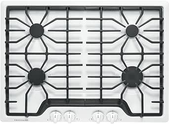 Frigidaire FFGC3026SW 30" ADA Compliant Gas Cooktop with 41500 Total BTU 4 Sealed Burners Continuous Cast Iron Grates Electronic Pilotless Ignition and Ready-Select Controls in White