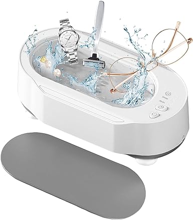 Ultrasonic Cleaner, Portable Low Noise Glasses Cleaner 45KHZ ABS Jewelry Ultrasonic Cleaner for Glasses, Watches, Earrings, Ring, Necklaces, Coins, Razors