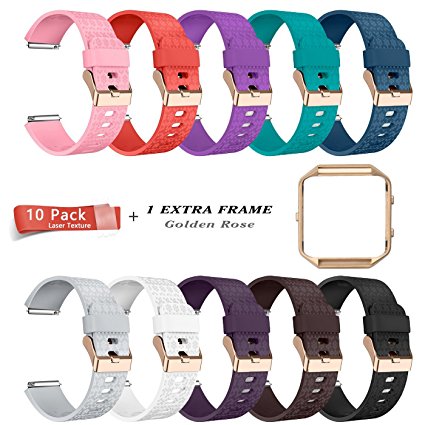 LEEFOX Fitbit Blaze Bands with Frame, Special Edition Silicone Replacement Strap for Fitbit Blaze Smart Fitness Watch Sport Accessory Wristbands Small Large for Men Women Classic and Laser Design