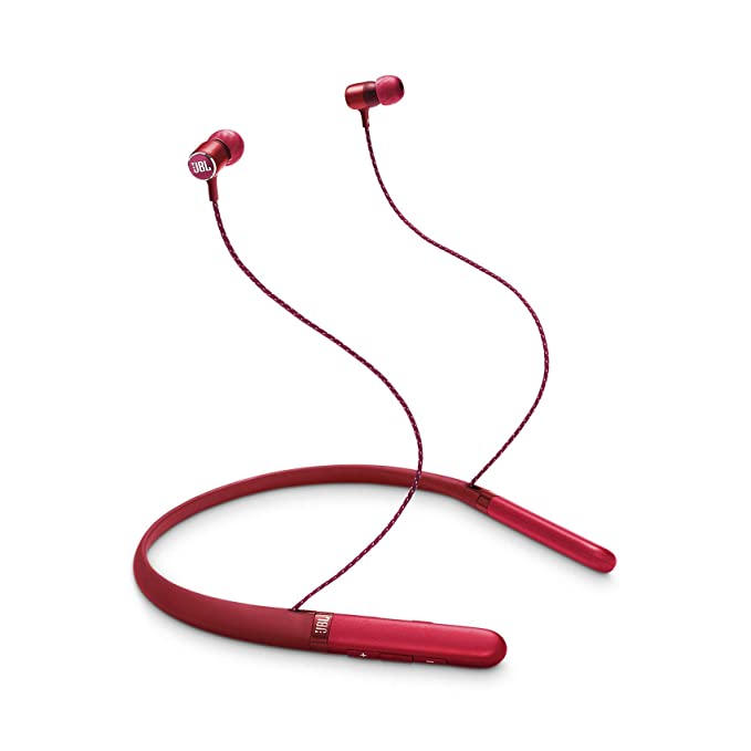 JBL LIVE200BT by Harman in-Ear Wireless Neckband Headphones with 10 Hours Playtime, Multi Point Connectivity & Premium Aluminum Housing (Red)