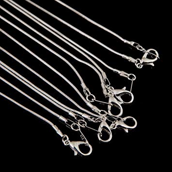 Bingcute 12Pcs 20" inch 925 Silver Plated 1.2mm DIY Snake Chain Necklace With Lobster Clasps for Jewelry Making