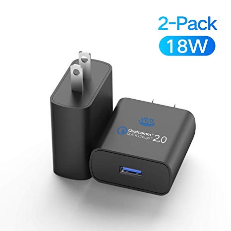 Wall Charger, 2-Pack 18W QC 2.0 (Compatible QC 3.0) USB Charger Adapter Fast Charging Block Compatible with iPhone 11 11Pro Max, Samsung Galaxy S10 S9 S8 Plus S7 S6 Edge Note 9, Kindle, Tablet