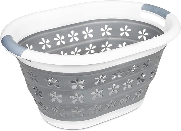 Collapsible Floral Laundry Basket | Clothes Organiser Basket | Kitchen Storage Basket With Handles | Space Saving Multi Purpose Bin | Camping Picnic Basket | Portable Pop Up Laundry Baskets