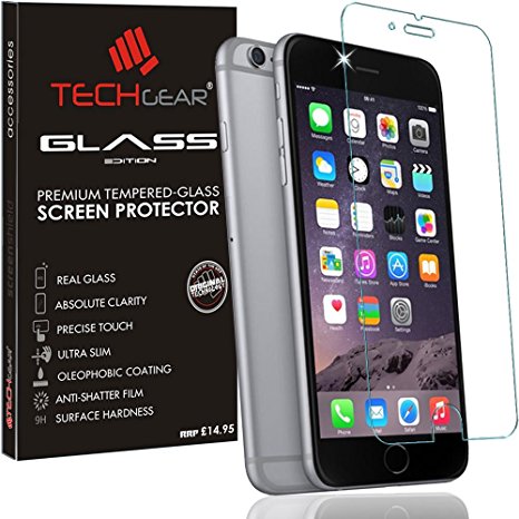TECHGEAR® Apple iPhone 6s Plus, iPhone 6 Plus (5.5 Inch) GLASS Edition Genuine Tempered Glass Screen Protector Guard Cover [100% 3D Touch Compatible]