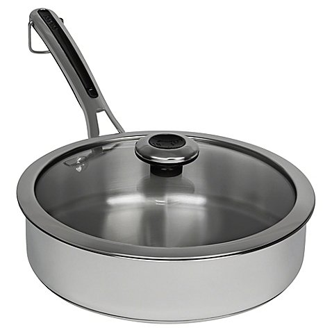 Revere Copper Confidence Core Stainless Steel Covered Sauté Pan l Stainless Steel and Copper Construction (3-Quart)