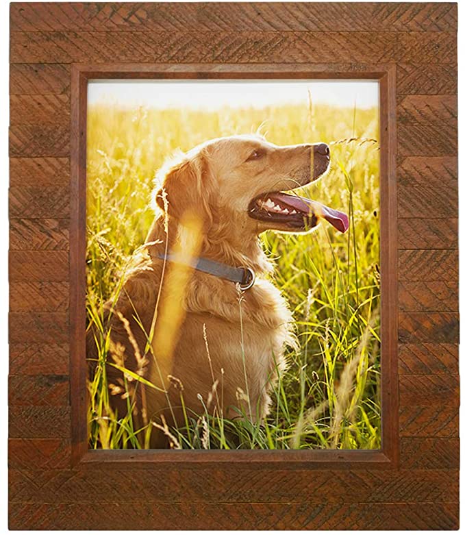 Eosglac 11x14 Picture Frame Rustic Brown, Handmade Wood Plank Design, Photo Frames Wall Mounting Display