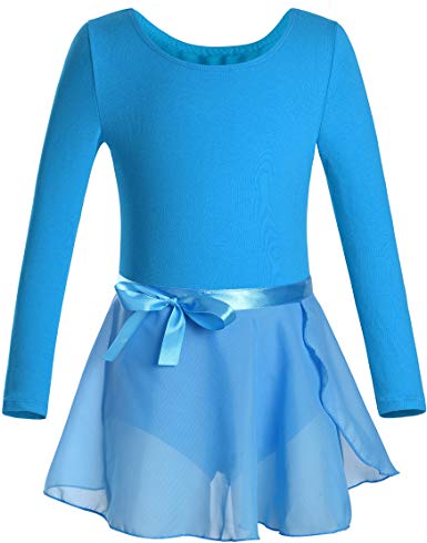DANSHOW Girls Team Basic Long Sleeve Leotard Skirt Kid Dance Ballet Tutu Dress