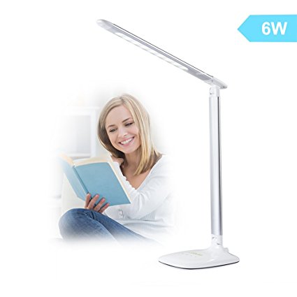Ledgle LED Desk Lamp Table Lamp(Eye-Care, 3 Lighting Modes, 5 Level Brightness, Touch Control, 5V/1.5A USB Charging Port, Silver, 6W)
