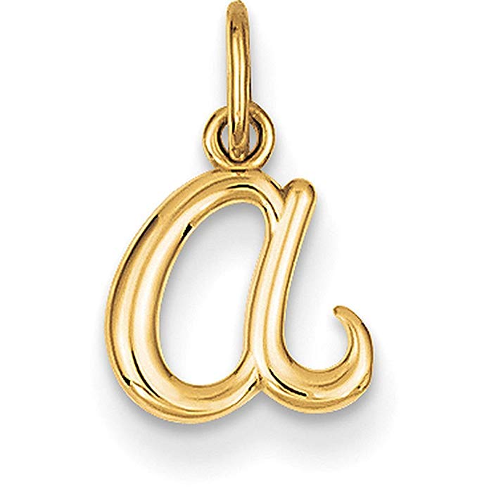 JewelrySuperMart Collection 14k Yellow Gold Cursive Script Lower-case Initial Pendant