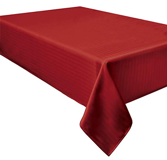 Creative Dining Group Herringbone Weave Spill Proof Tablecloth, Rio Red, 60" x 104"