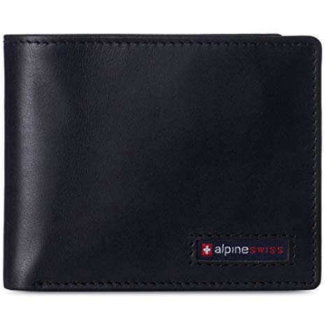 Alpine Swiss Mens Nolan Bifold Commuter Wallet RFID Safe