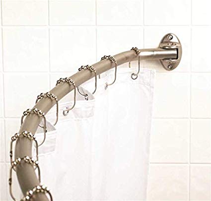 Premier 35607BNIL Never Rust Adjustable Curved Shower Rod, Exposed Mount, 44-72", Brushed Nickel, 43.13" x 2.5" x 6.5"