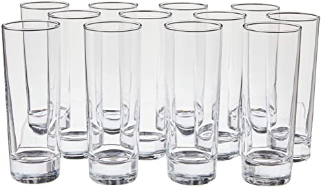 Pasabahce Side Tall Narrow Beer Glasses, Glass, 10 oz, 12-Piece