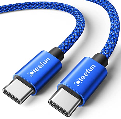 USB C to USB C Cable [3ft 2-Pack], CLEEFUN 60W USB Type C Fast PD Charger Cord Braided Compatible with Samsung Galaxy S21 S20 S21  Ultra Note 20 10, A71 A72 A70 A52 A51 5G, Pixel 5 4 4a 3a XL, Switch