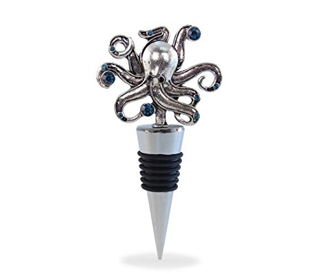 Puzzled Cheers Metal Wine Stopper, Octopus