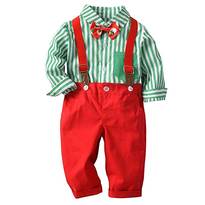ZOEREA Baby Boys Christmas Outfit, Gentleman Romper Wedding Party Clothing Set