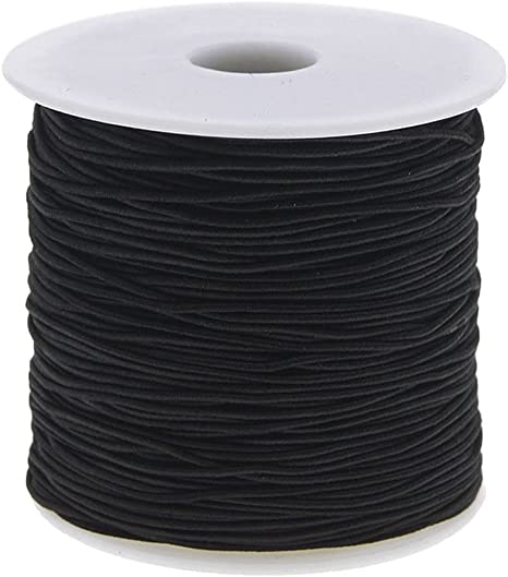 TR.OD 1 mm Elastic Cord Thread Beading String Cords, 100 Meters, Black