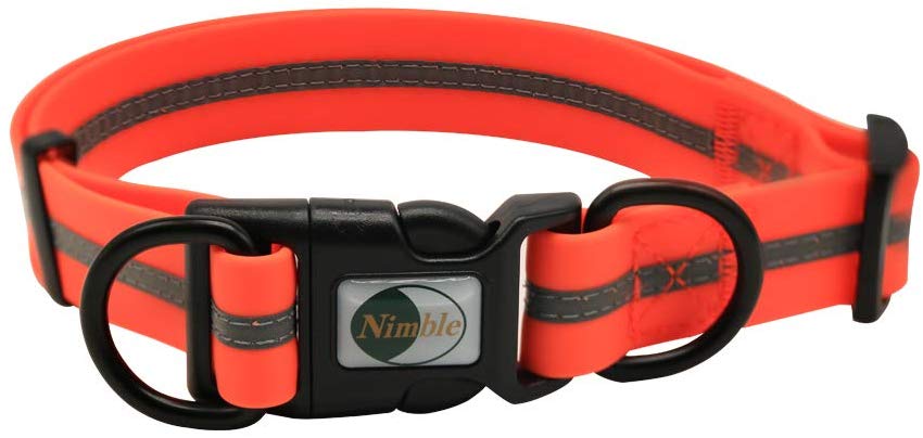 NIMBLE Dog Collar Waterproof Pet Collars Anti-Odor Durable Adjustable PVC & Polyester Soft with Reflective Cloth Stripe Basic Dog Collars S/M/L Sizes