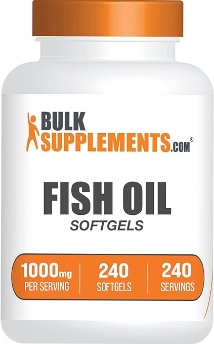 BulkSupplements.com Fish Oil 1000mg Softgels - Fish Oil Supplement, Rich in Omega-3's for Heart - 1 Softgel (300mg of Omega-3) per Serving - 240-Day (8-Month) Supply (240 Softgels)