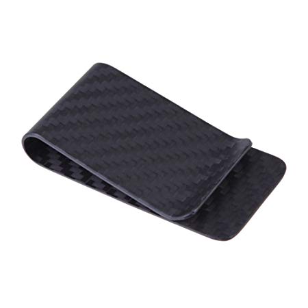 Magideal Real Carbon Fiber Money Clip Matte Black Credit Card Holder Money Wallet