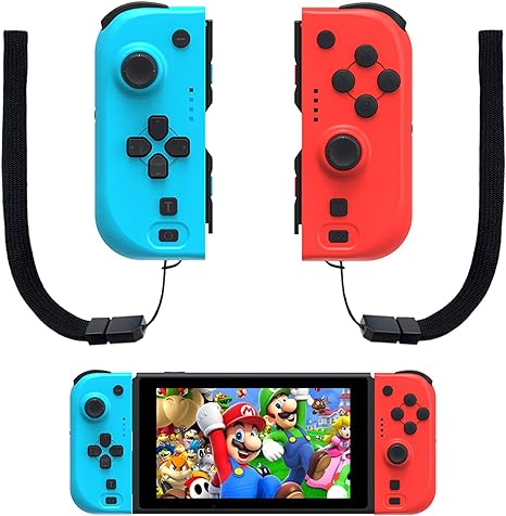 NexiGo Switch Joypad Controller for Switch/Switch OLED, Joystick Replacement for Switch Console, Joypad (L/R) Gamepad with Adjustable Turbo Dual Shock Gyro Axis (Red & Blue)