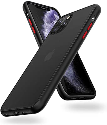 MOBOSI Slim for iPhone 11 Pro Max Case 6.5 Inch 2019,[Upgraded] Translucent Matte Back with Soft Edges, Military Grade Tested Shockproof and Anti-Drop Protection Cell Phones Cover (Black)