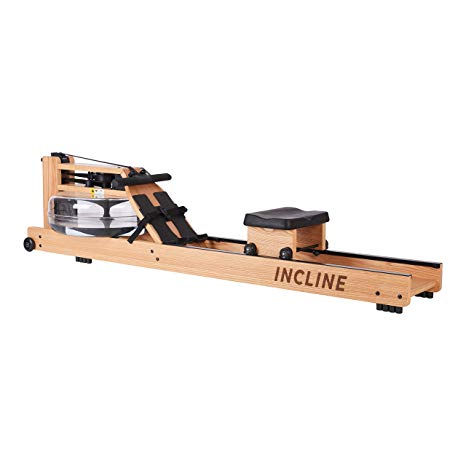 Incline Fit Wood Water Rowing Machine with Monitor