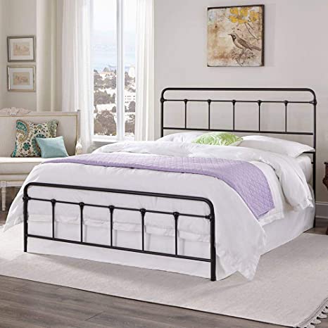 eLuxurySupply Metal Bed Frame - Carbon Steel with Black Finish Folding Bed Frame - Easy Assembly with Headboard and Footboard - Sturdy Steel Construction Bed Base - California King Size