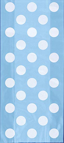 Light Blue Polka Dot Cellophane Bags, 20ct