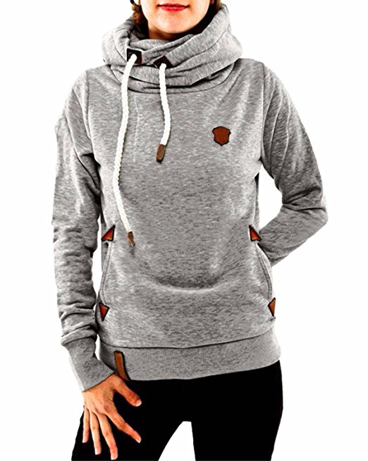 ZANZEA Women Long Sleeve High Necked Pockets Pullover Hoodies Sweatshirts Coats