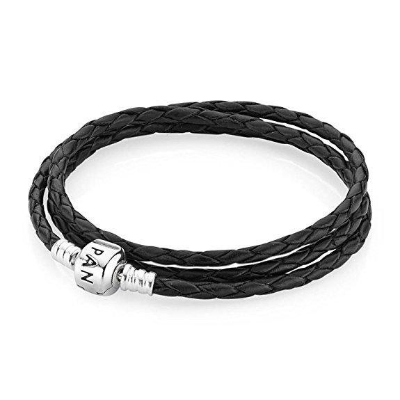 PANDORA 590705CBK-T3 Triple Black Leather Bracelet