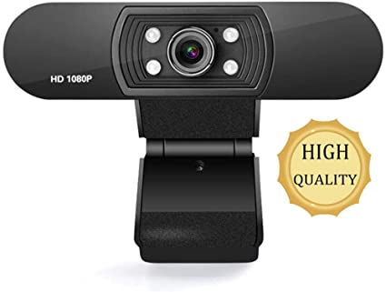 Webcam 1080P with Microphone,USB PC 110-Degree Wide View Angle Webcam with Flexible Rotatable Clip for Video Calling Recording Conferencing