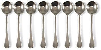 Large Stainless Steel Set of 8 Soup Spoons (8 pack), Great for Soup, Cereal, Ice Cream & More