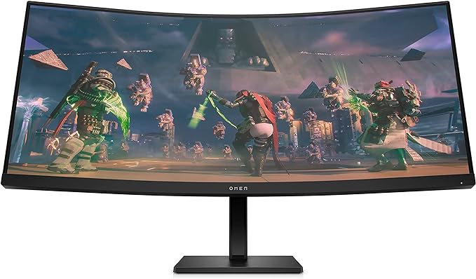 HP OMEN 34c QHD 165Hz Curved Gaming Monitor, WQHD Display (3440 x 1440), VA Panel, 99% sRGB, 90% DCI-P3, 21:9, AMD FreeSync Premium Technology, 34c (2023),Black