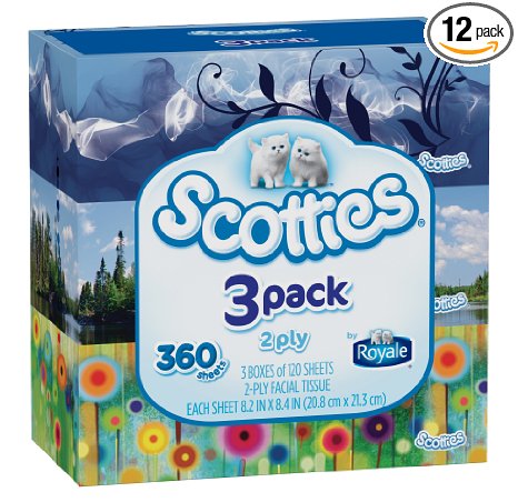 Scotties 2-Ply Facial Tissue, 120 Count (Pack of 12)