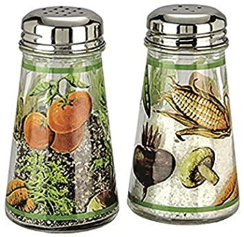 Grant Howard Hand Painted Tapered Salt and Pepper Shaker Set, Veggies, Multicolor