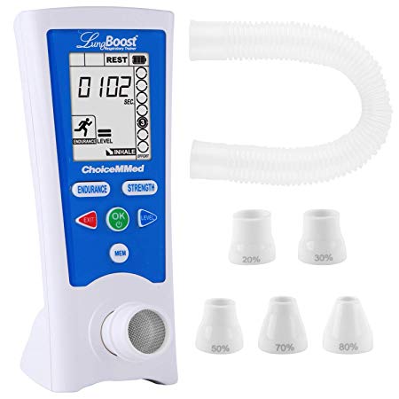 CHOICEMMED LungBoost Electronic Smart Lung Exerciser - Lung Strengthener for Improving Lung Capacity - Replacement for Altitude Mask, Breathing Bag - Diving and Instrument Breathe Trainer