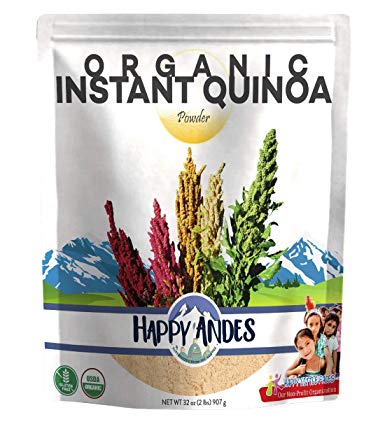 Happy Andes Organic Instant Quinoa Powder 2lb - All-Natural, Plant-Based Protein Source Cereal - Healthy Rice Replacement for Baking and Smoothies - Non-GMO, Gluten-Free, Kosher and Vegan-Friendly