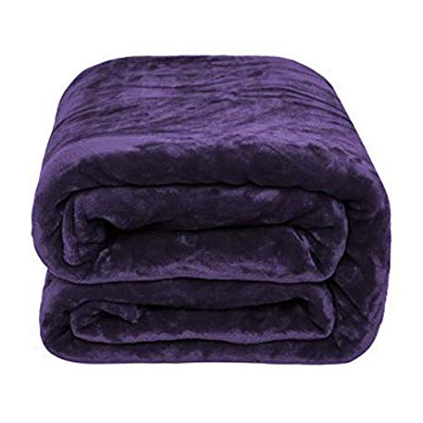 Flannel Fleece Luxury Blanket - Lightweight Cozy Plush Blanket Twin,Queen,King Size(90inX90in, Purple)