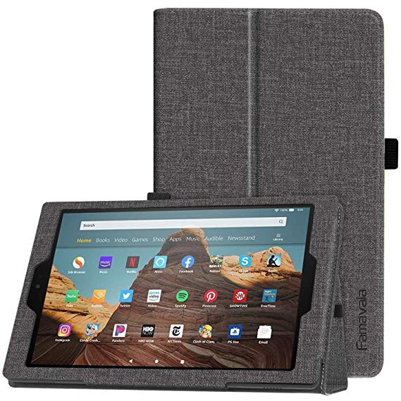 Famavala Folio Case Cover Compatible with 10.1" All-New Amazon Fire HD 10 Tablet (7th / 9th Generation, 2017/2019 Release) (ZDarkGray)