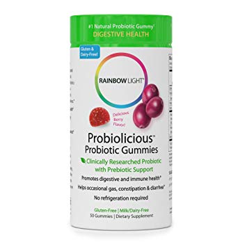 Rainbow Light Probiolicious Probiotic Gummies with Prebiotic Support - Helps Support Digestion & Gastrointestinal Health - 50 Count