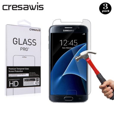 Samsung Galaxy S7 Screen Protector, cresawis 3-Pack 0.26mm 9H Tempered Glass Screen Protector for Samsung Galaxy S7 (Lifetime Warranty)