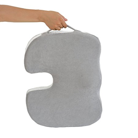 Dr. Ergo - Orthopedic Coccyx Memory Foam Seat Cushion for Sciatica Pain Relief Back Support, Ergonomic Chair Accessories, Car, Stadium Seating, Wheelchair, Truck Driver Sacral Wedge Donut Pillow -Gray