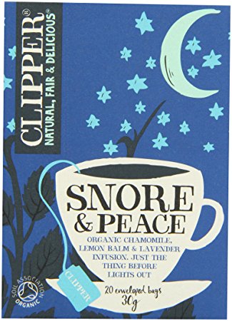 Clipper Organic Infusion Snore and Peace Organic Chamomile, Lemon Balm and Lavender Enveloped 20 Teabags 30 g (Pack of 6)