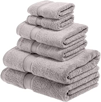 Superior Egyptian Cotton Luxury Towel Set, 6PC, Silver