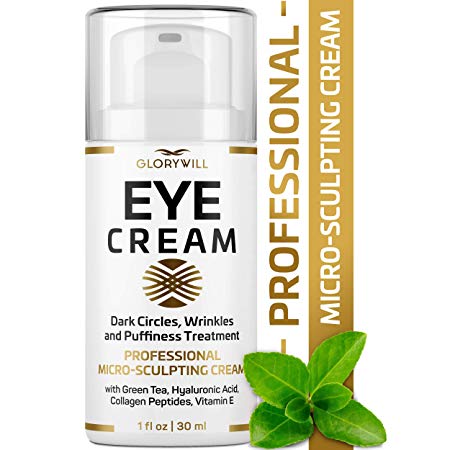 Professional Eye Cream - Anti-Aging & Wrinkle Cream for Women & Men - Made in USA - Reduces Dark Circles, Under-Eye Bags & Puffiness - Eye Care with Hyaluronic Acid & Vitamin E (1 oz)