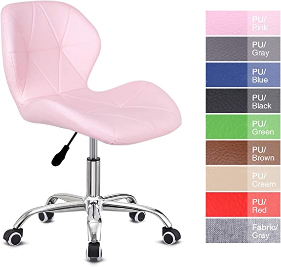 Pink Desk Chair for Home,Office Swivel Chair PU Leather Comfy Padded Computer Chair Adjustable Height Kids Chair,Home/Office Furniture