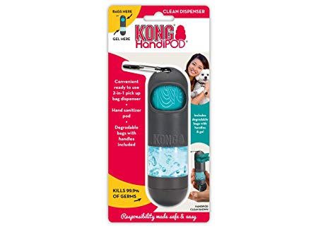 KONG HandiPOD - Clean Dispenser - Dog Waste and Poop Bag Dispenser with Built-in Hand Sanitizer - Includes Leash Clip