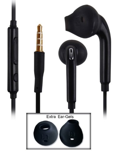 Stereo Earbuds with Microphone and Remote, High Quality Sound for Galaxy S5 s7, s7 Edge, s6, S6 Edge, Note 4 5, galaxy s5 earbuds, Headphones by Strobz® (BLACK)